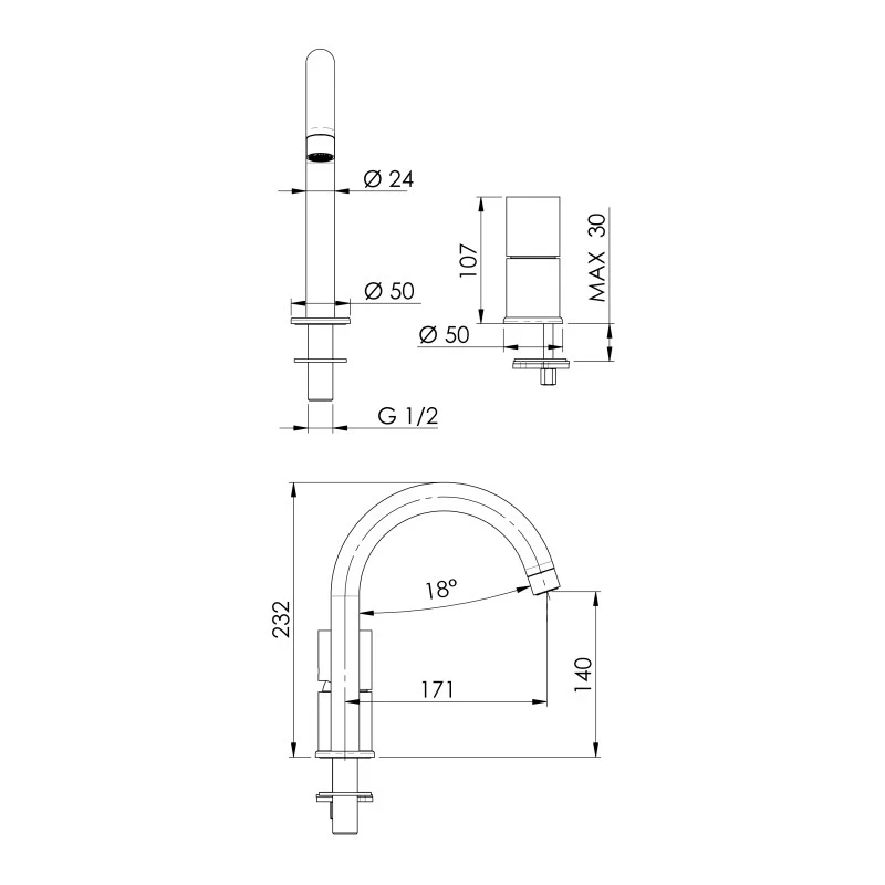 Miscelatore lavabo due fori senza scarico Serie solo online