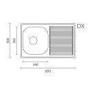 Lavello appoggio inox 80×50 con gocciolatoio DX disponibile online