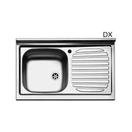 Lavello appoggio inox 1 vaschetta 80 cm gocciolatoio SX online