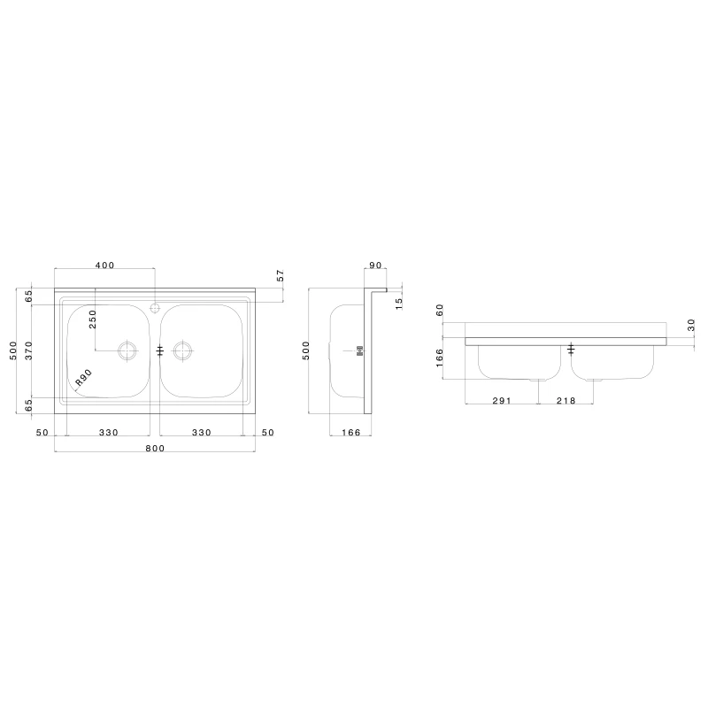 Lavello appoggio inox 2 vasche 80 cm acciaio disponibile online