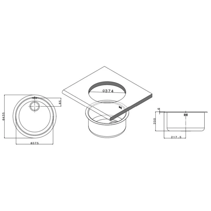 Lavello circolare incasso Ø 435 mm acciaio inox disponibile online