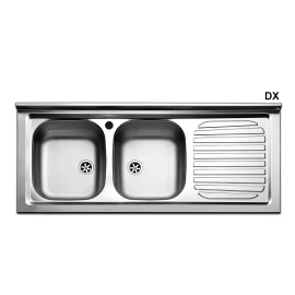 Lavello appoggio inox 2 vasche 120 cm gocciolatoio SX online