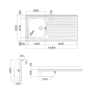 Lavello appoggio inox 1 vasca 100 cm gocciolatoio DX online