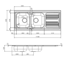 Lavello incasso inox 2 vasche 116 cm gocciolatoio SX online
