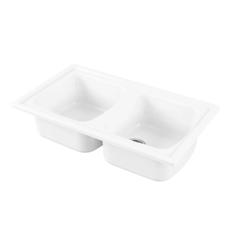 LAVELLO DA INCASSO IN CERAMICA 2 VASCHE GENIUS 86X50
