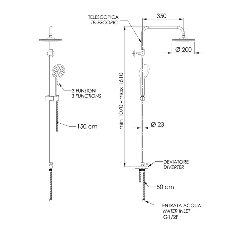 Colonna doccia Remer con soffione 20 cm disponibile online