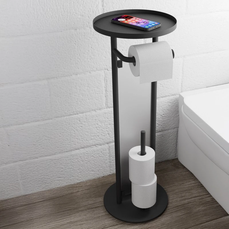 Piantana portarotolo e scopino nera Serie Cleo disponibile online