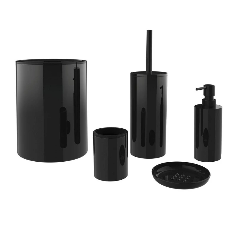 Set accessori bagno 5 pz ABS nero Serie Ruby disponibile online