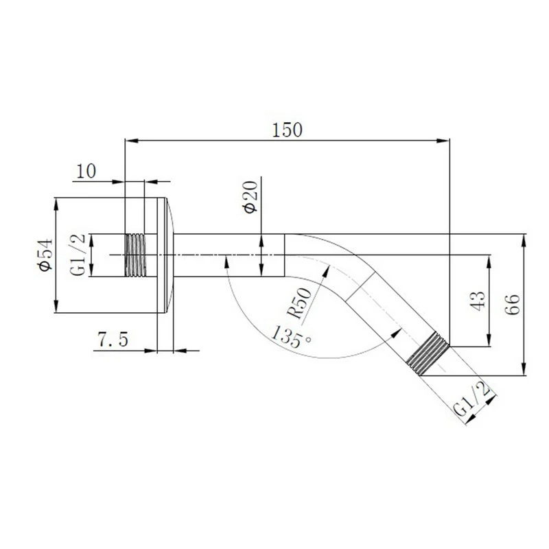 Braccio doccia acciaio a parete 15 cm disponibile online