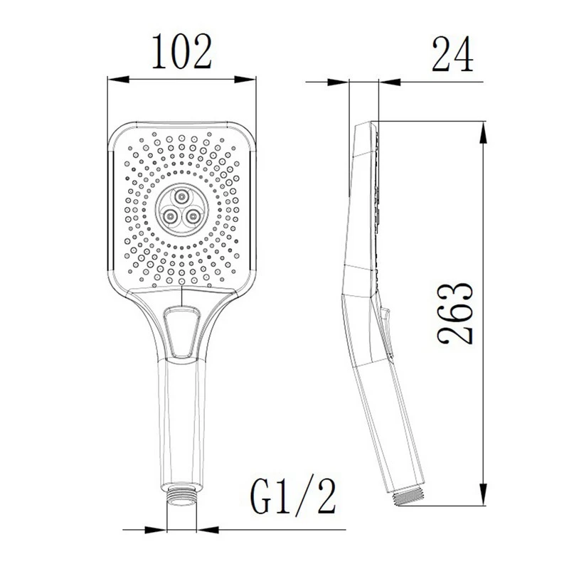 Doccia Square nera 3 getti pulsante disponibile online
