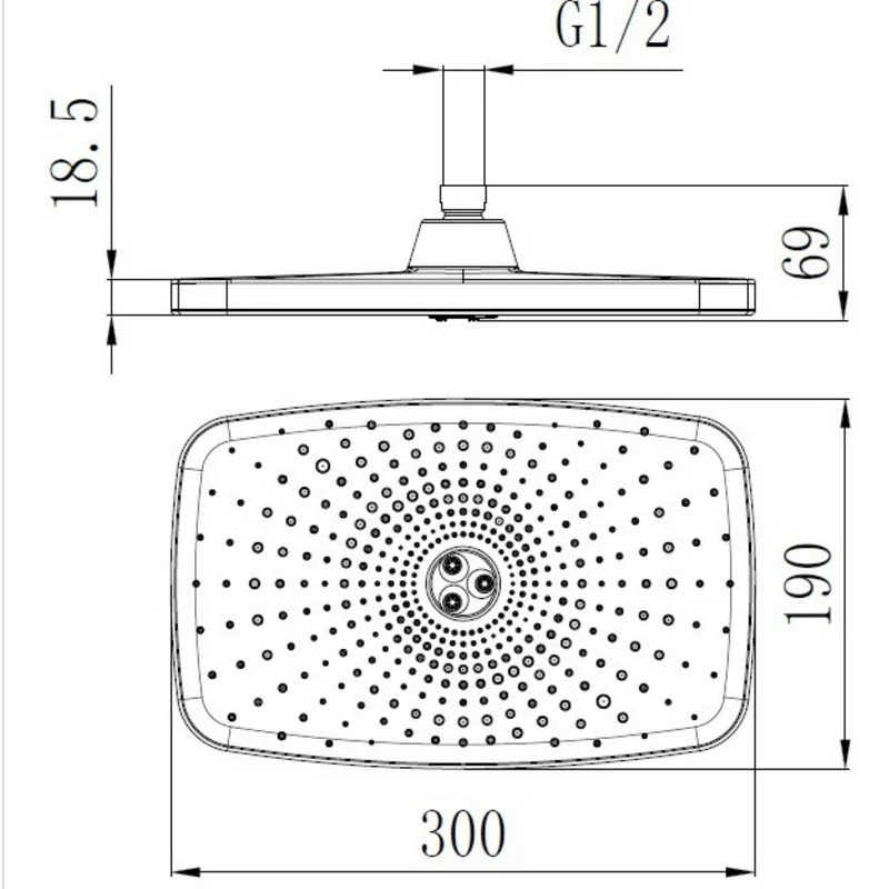 Soffione Square nero 30x19 cm disponibile online