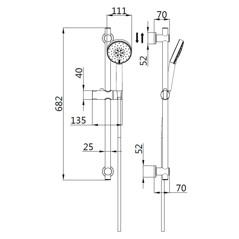 Saliscendi doccia 3 getti flex 150 cm disponibile online