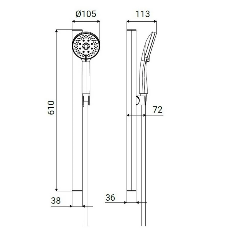 Saliscendi doccia 5 getti flex 150 cm silver disponibile online