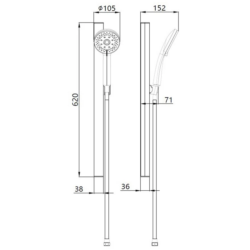 Saliscendi doccia 5 getti flex 150 cm nero disponibile online