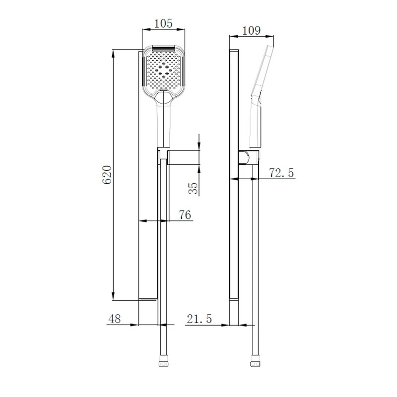 Saliscendi quadro 3 getti flex 150 cm nero disponibile online