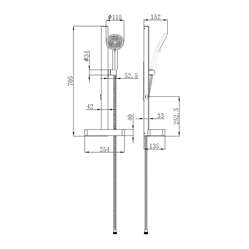 Saliscendi doccia mensola PVC nero 150 cm disponibile online