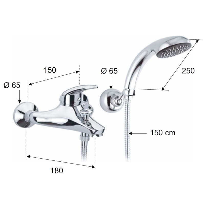 Rubinetto vasca con doccia duplex - serie ten Remer T02 Rubinetto vasca con doccia duplex - serie ten Remer T02