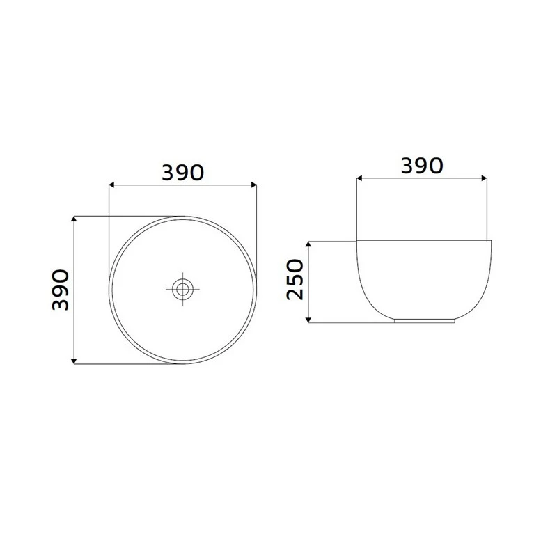 Lavabo appoggio tondo ceramica 390x250 mm disponibile online