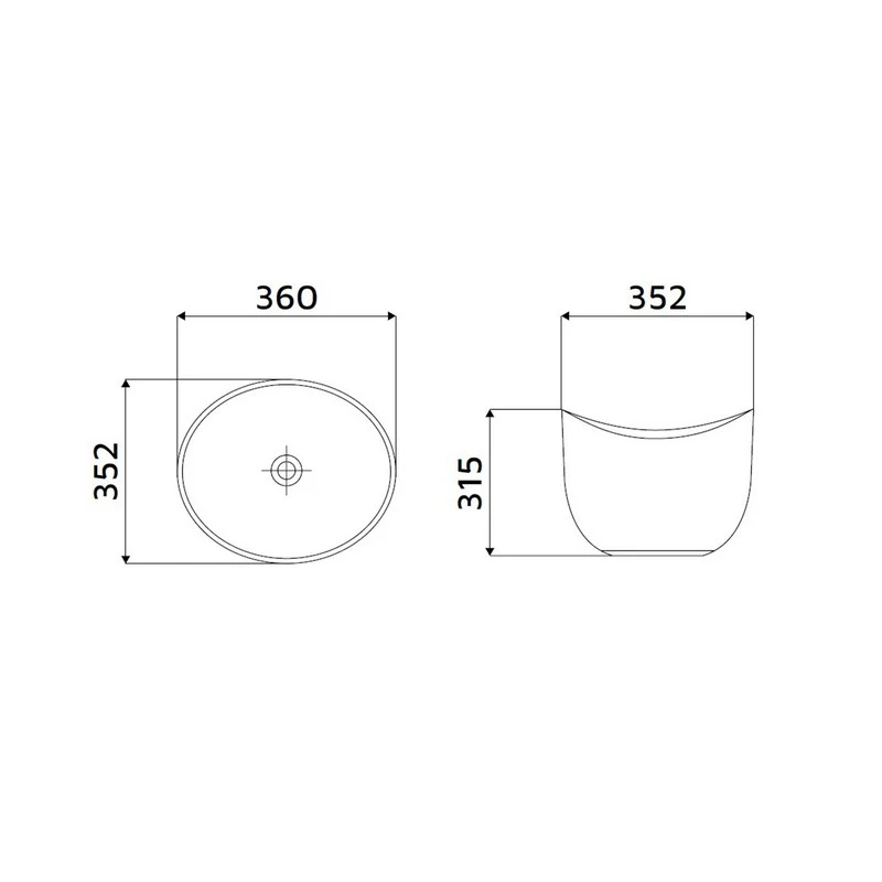 Lavabo appoggio tondo ceramica 360x352 mm disponibile online