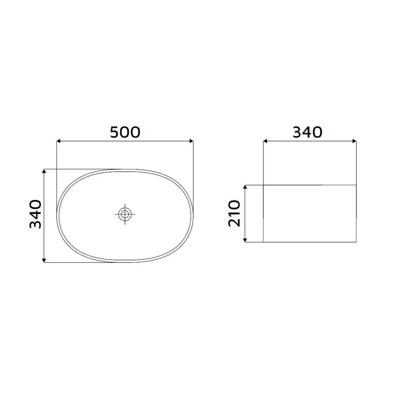 Lavabo appoggio ceramica 500x340 mm disponibile online