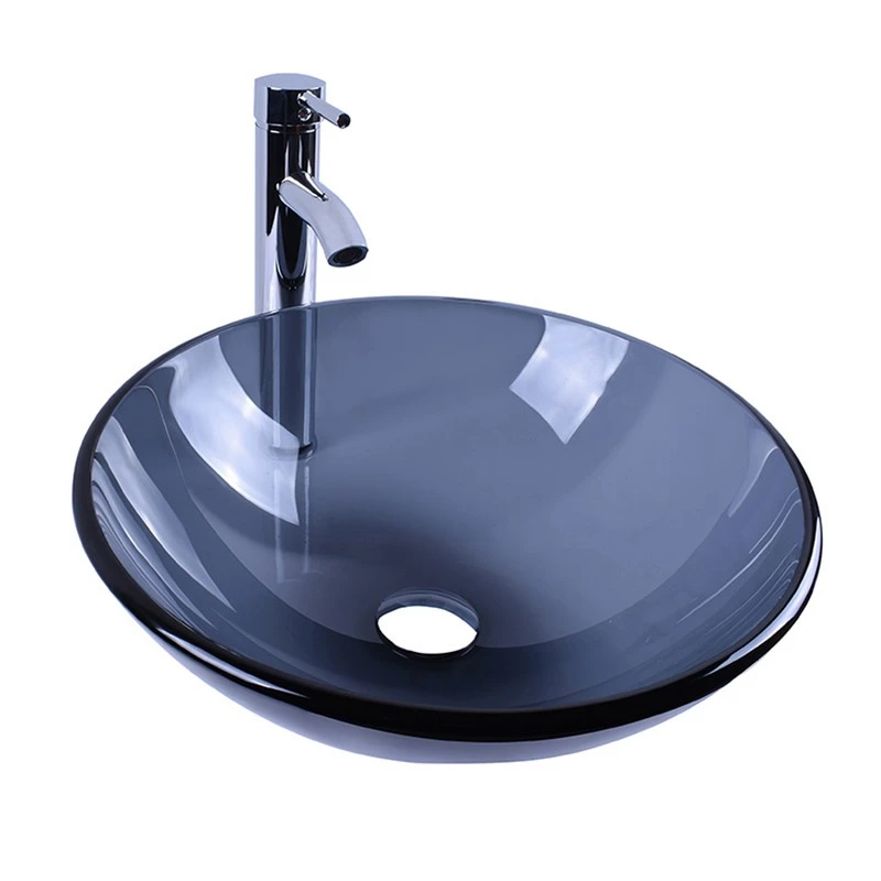 Lavabo appoggio vetro nero 380x380 mm disponibile online