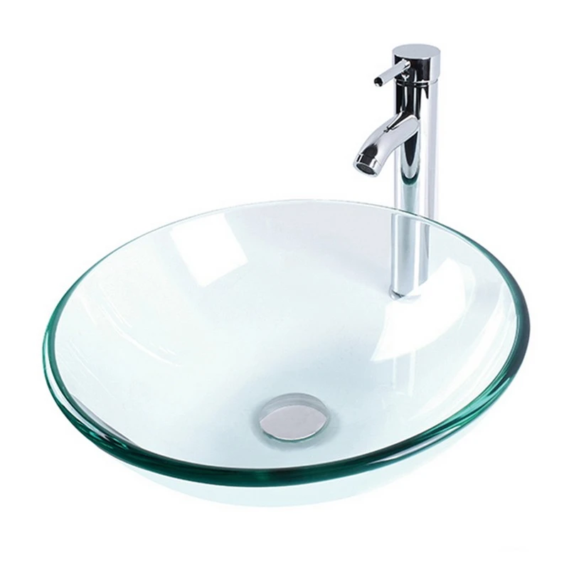 Lavabo appoggio vetro trasparente 380x380 mm disponibile online