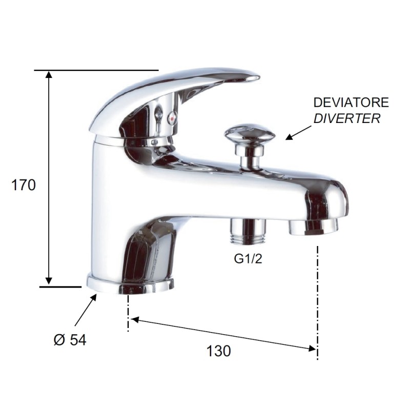 Rubinetto lavabo/vascacon deviatore, senza kit doccia - serie ten Remer T04 Rubinetto lavabo/vascacon deviatore, senza kit doccia - serie ten Remer T04