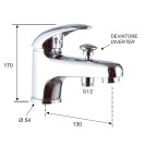 Rubinetto lavabo/vascacon deviatore, senza kit doccia - serie ten Remer T04 Rubinetto lavabo/vascacon deviatore, senza kit doccia - serie ten Remer T04