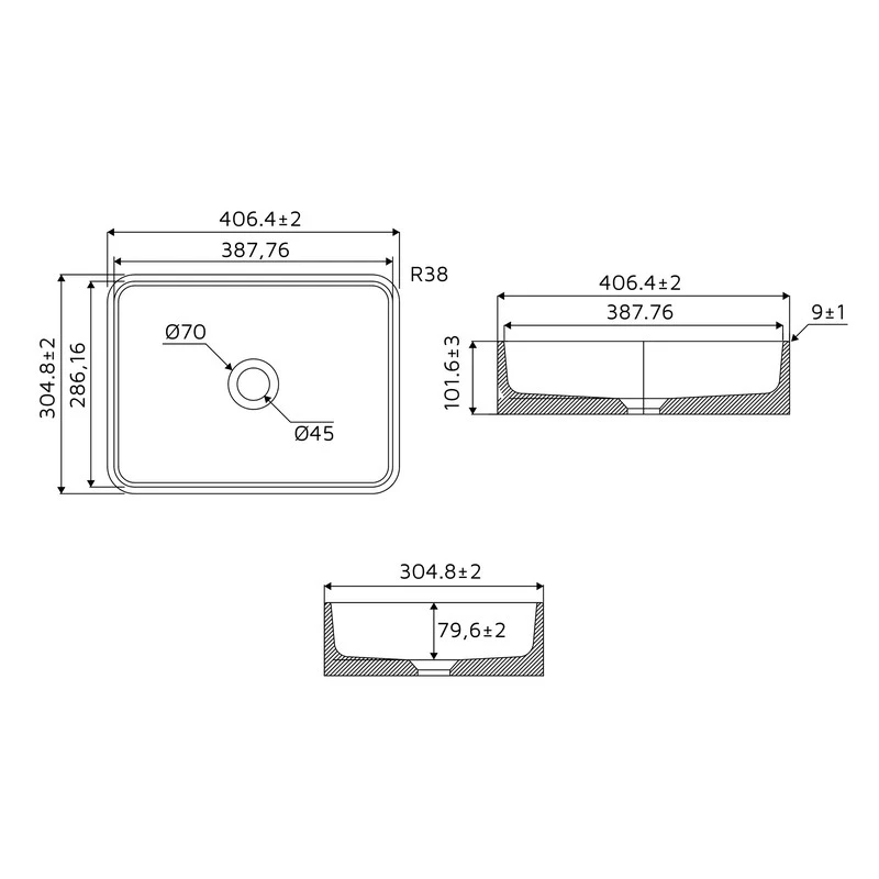 Lavabo sabbia rettangolare bianco 406x304 mm disponibile online