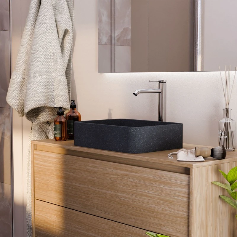 Lavabo sabbia rettangolare nero 406x304 mm disponibile online