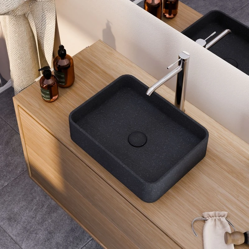 Lavabo sabbia rettangolare nero 406x304 mm disponibile online