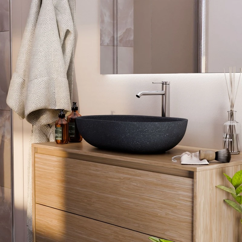 Lavabo sabbia ovale nero 530x350 mm disponibile online