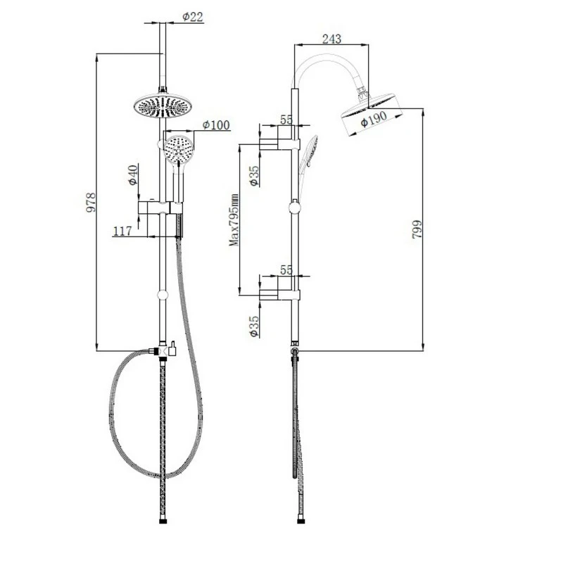 Colonna doccia tonda 3 getti modulare disponibile online