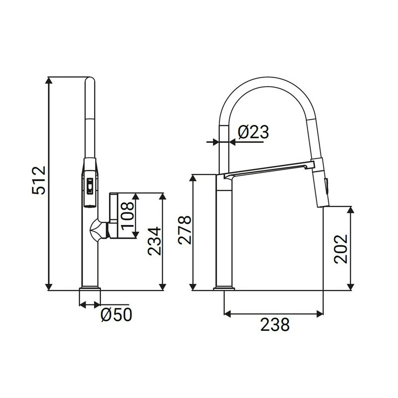 Lavello bocca alta SEUL orientabile doccia nero disponibile online