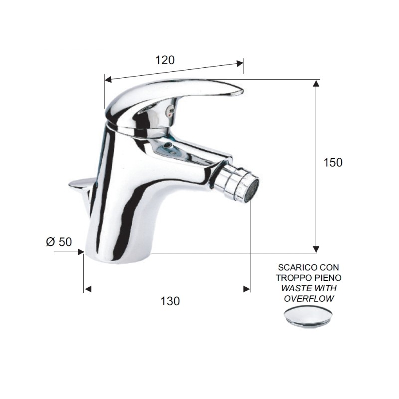 Rubinetto bidet con aeratore direzionabile - serie ten Remer T21 Rubinetto bidet con aeratore direzionabile - serie ten Remer T21