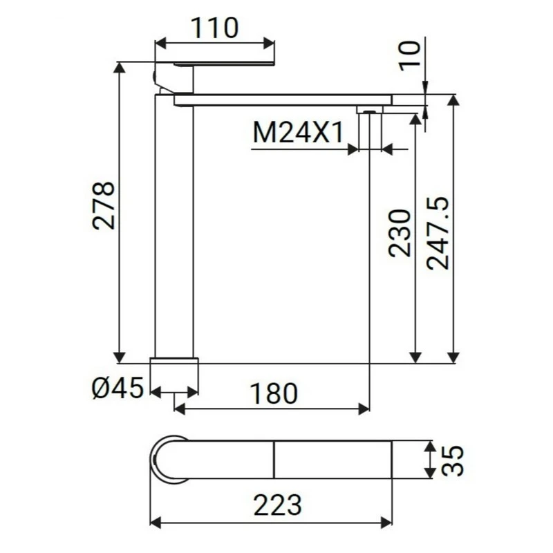 Miscelatore lavabo alto Sun Ø25 acciaio disponibile online