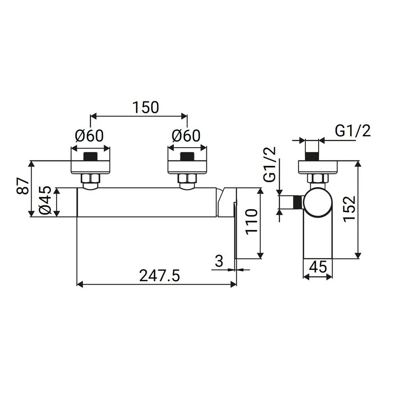 Miscelatore esterno doccia Sun Ø25 acciaio disponibile online