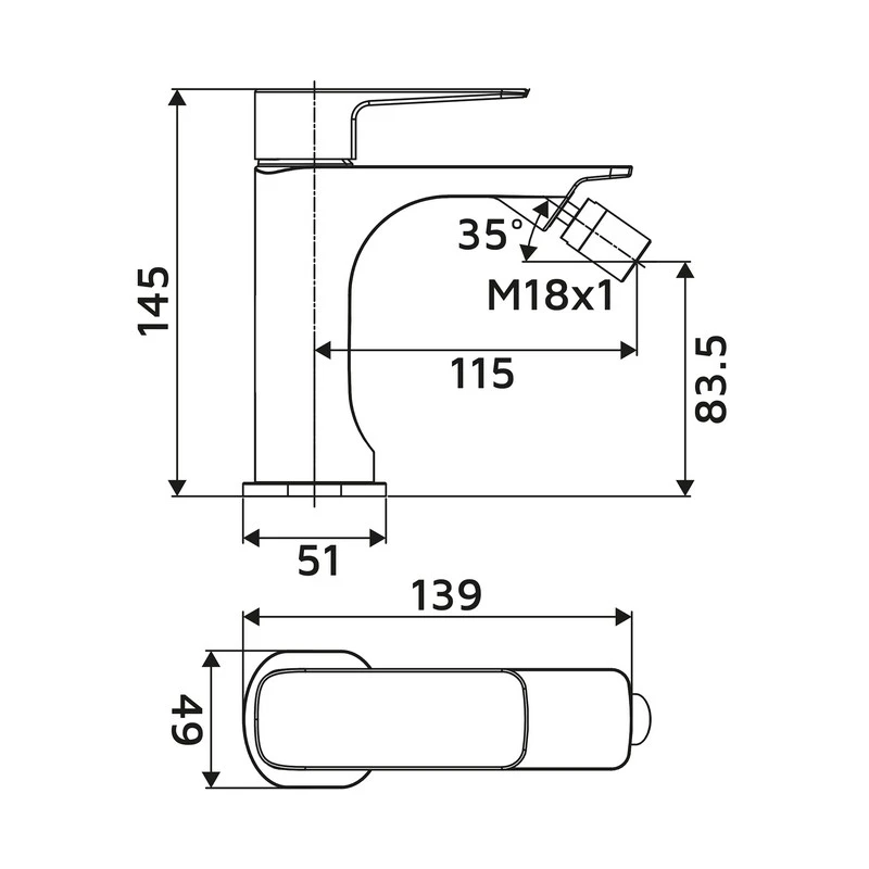 Miscelatore bidet Bevel Ø26 piletta click-clack disponibile online