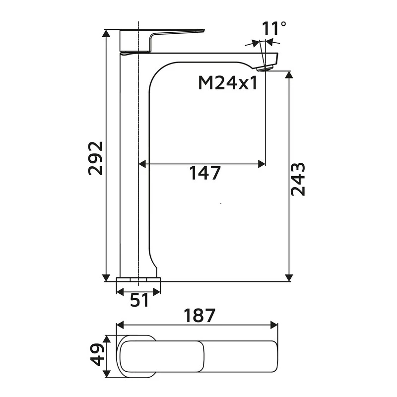 Miscelatore lavabo alto Bevel Ø26 senza piletta disponibile online