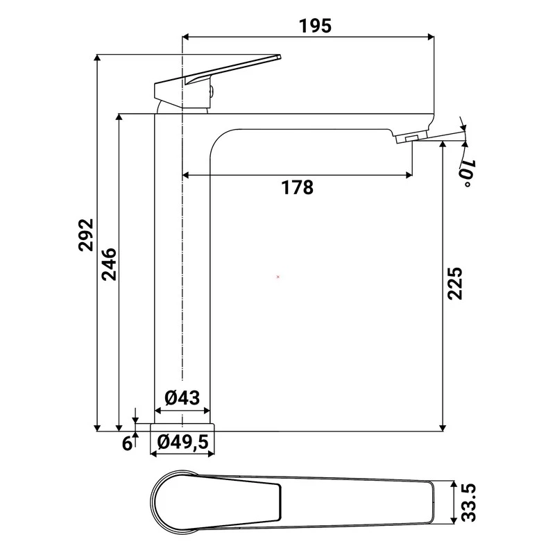 Miscelatore lavabo alto Milton Ø35 cromato disponibile online