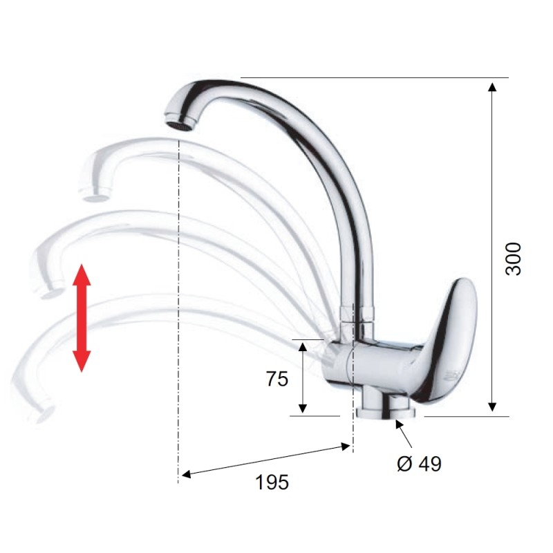 Rubinetto lavellocon bocca alta girevole - serie ten Remer T42R Rubinetto lavellocon bocca alta girevole - serie ten Remer T42R