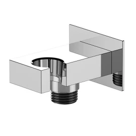 Presa acqua rettangolare in ottone cromato, con supporto per doccetta. Per flessibile da 1/2’ con attacco conico