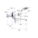 Rubinetto lavabo/vasca con bocca fusa lunga, deviatore e kit doccia - serie ten Remer T49 Rubinetto lavabo/vasca con bocca fusa lunga, deviatore e kit doccia - serie ten Remer T49