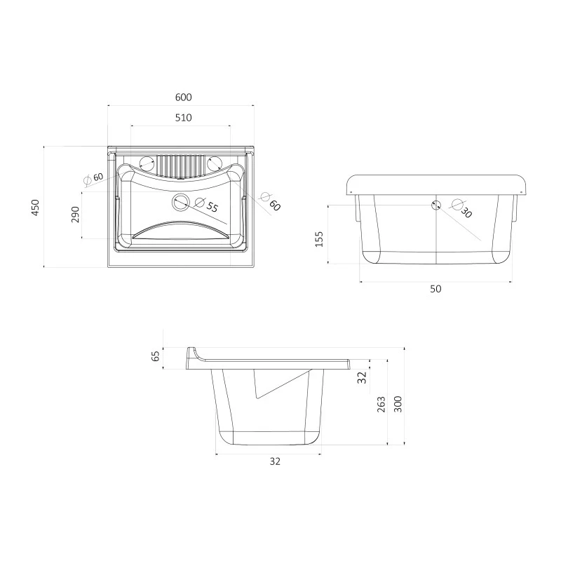 Lavatoio Negrari 60x45 con cestello integrato