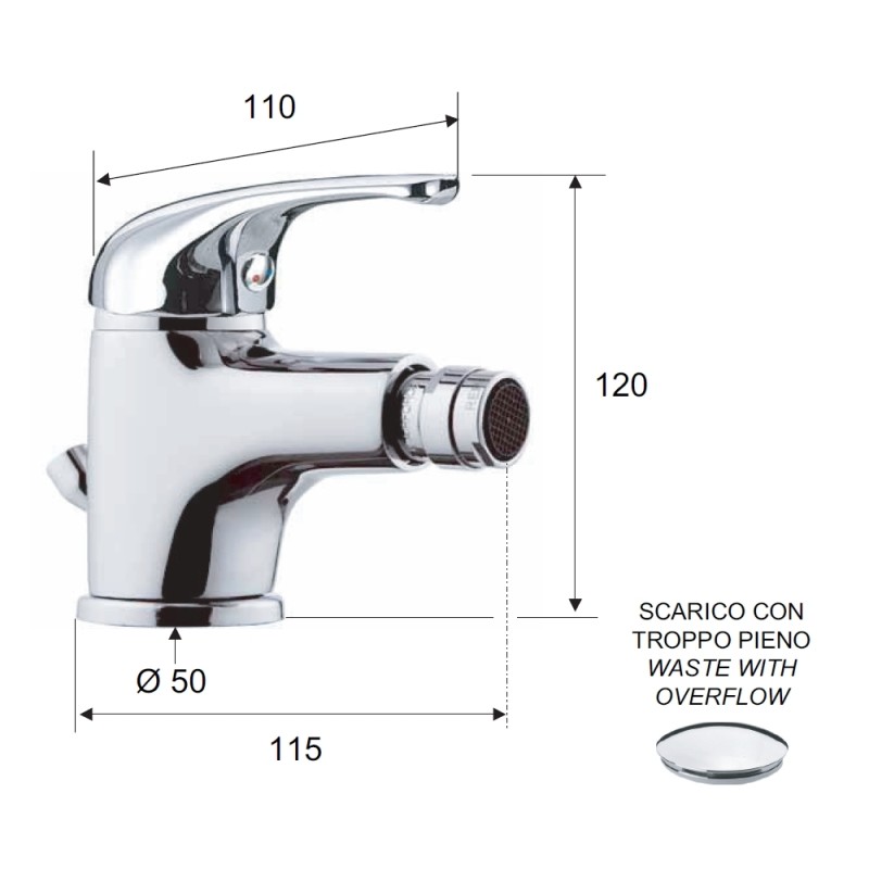 Rubinetto bidet con aeratore direzionabile - serie 35 Remer F2XSO 2