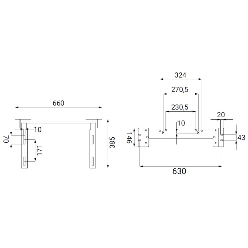 Staffa regolabile per lavabi ergonomici