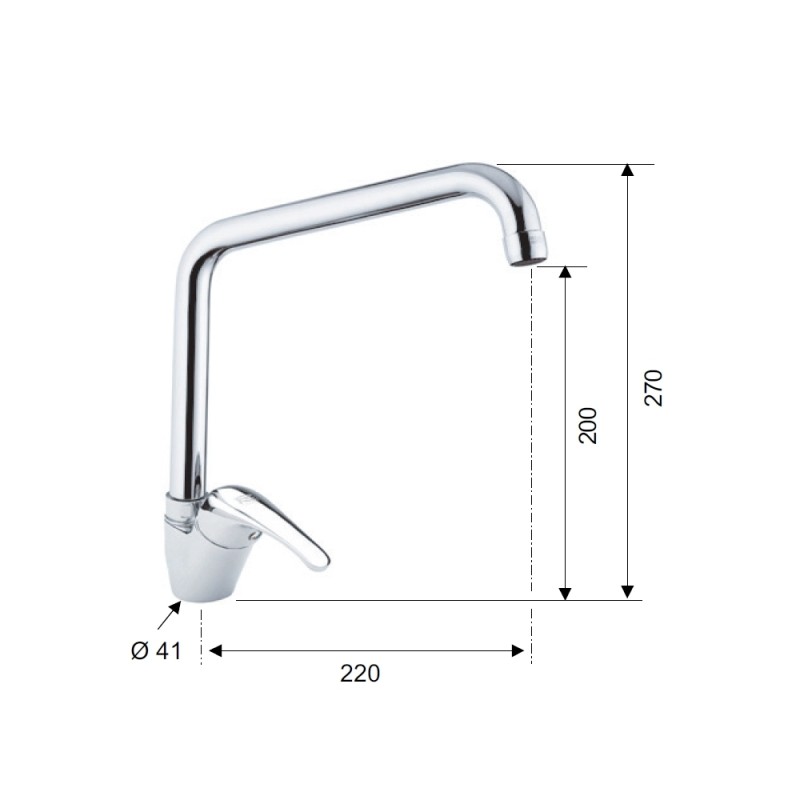 Rubinetto lavello con bocca alta a u girevole - serie 35 Remer F42U
