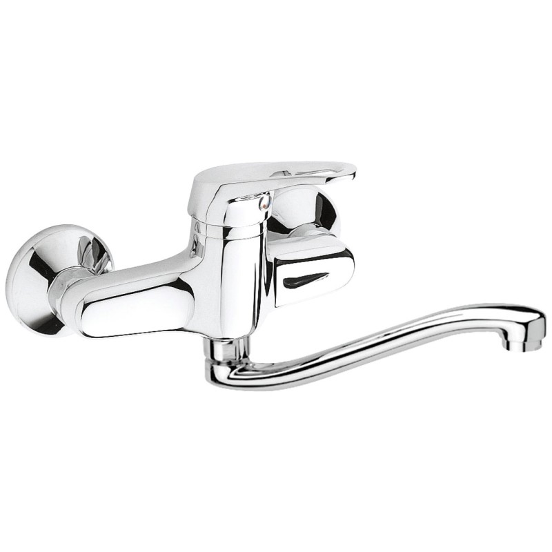 Rubinetto lavello a murocon bocca a s girevole - serie remix Remer R41S