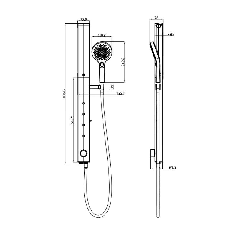 Colonna doccia 3 getti Idrobric con braccio pieghevole