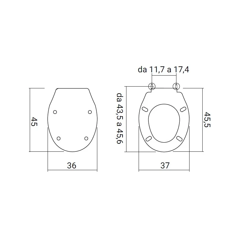 Sedile in termoindurente, chiusura rallentata soft close